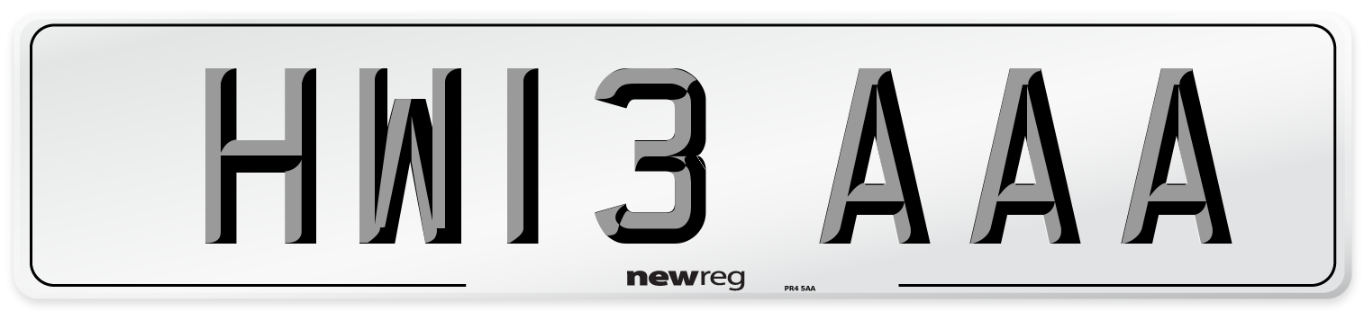 HW13 AAA Number Plate from New Reg